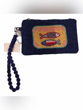 No Boundaries Navy Beaded Wristlet with Colorful Sardines